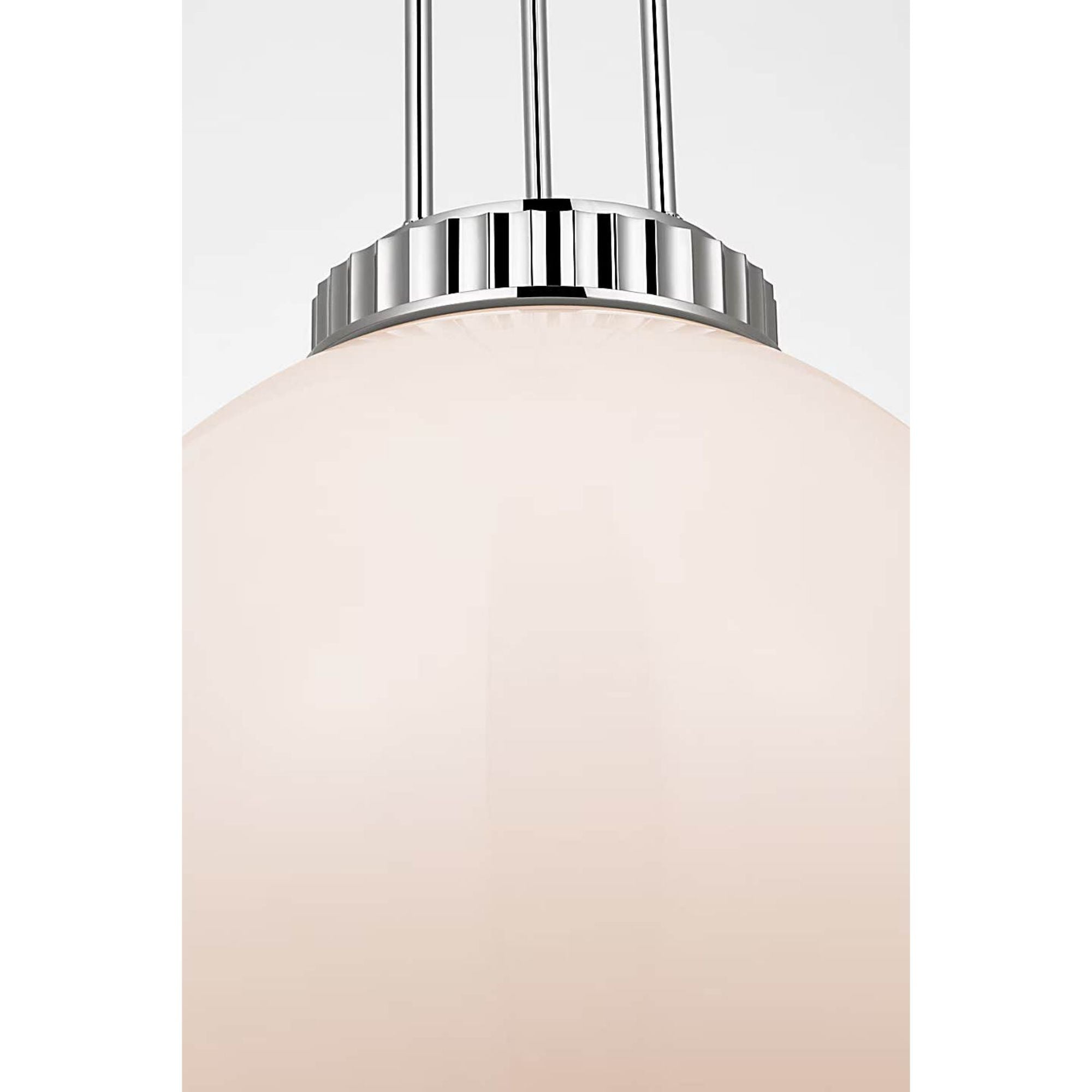 Ralph Lauren Cavill 16" Pendant in Polished Nickel with White Glass W15.5"