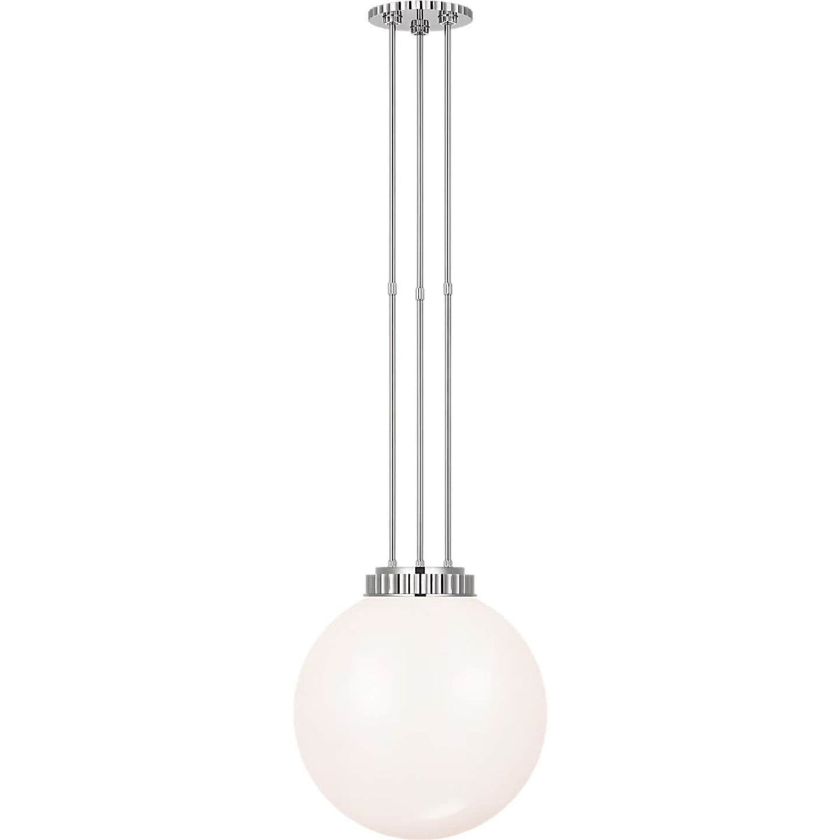 Ralph Lauren Cavill 16" Pendant in Polished Nickel with White Glass W15.5"