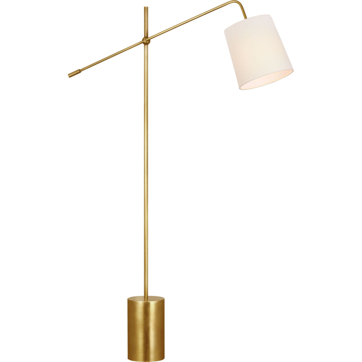 Suzanne Kasler Frederick 52" Pivoting Floor Lamp in Hand-Rubbed Antique Brass with Linen Shade W8" x H52" - 63.25" x E32.25" - 35.5"