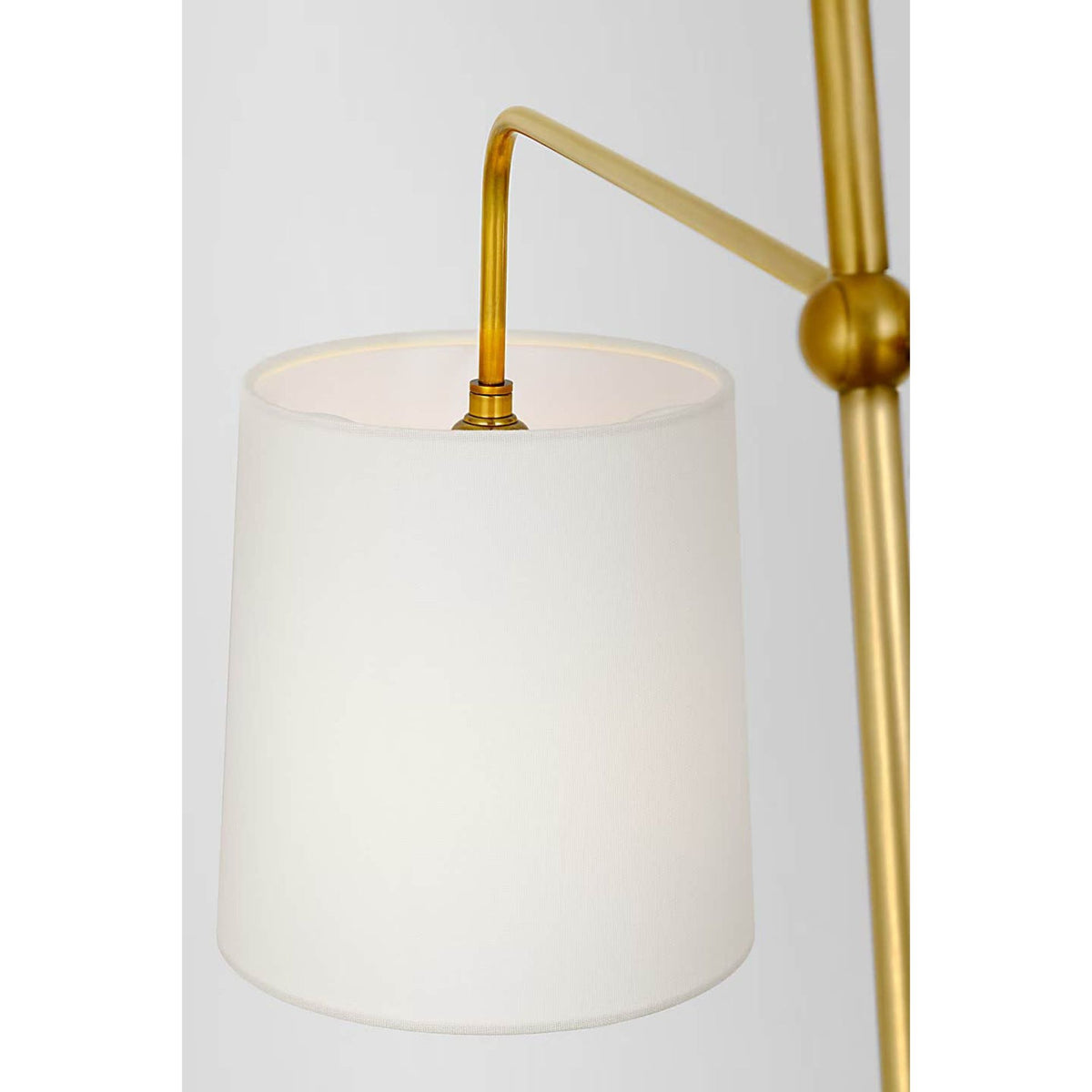 Suzanne Kasler Frederick 52" Pivoting Floor Lamp in Hand-Rubbed Antique Brass with Linen Shade W8" x H52" - 63.25" x E32.25" - 35.5"