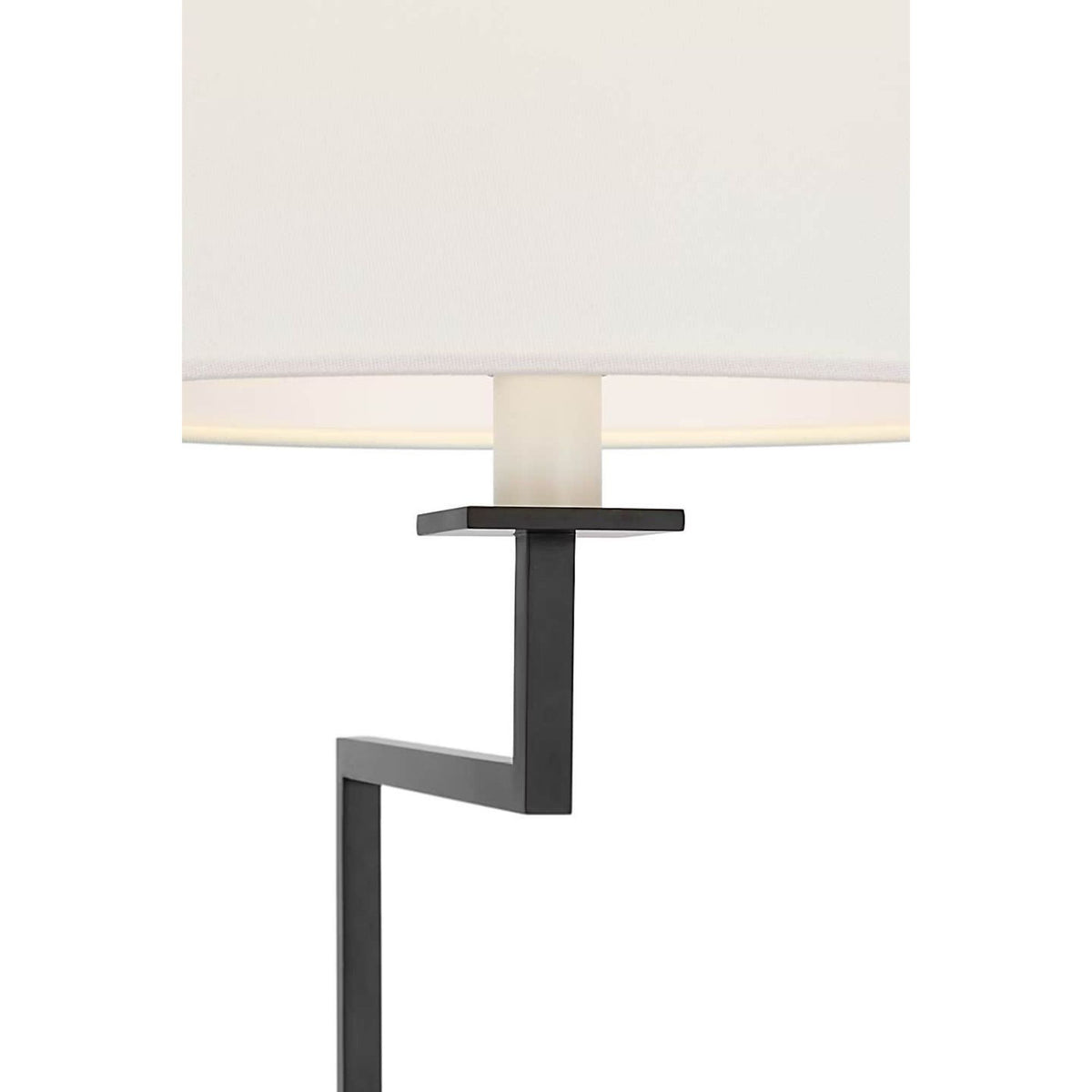 Suzanne Kasler Greer Adjustable Bridge Floor Lamp in Bronze with Linen Shade W12.5" x H43.25" - 53" x E18.25"