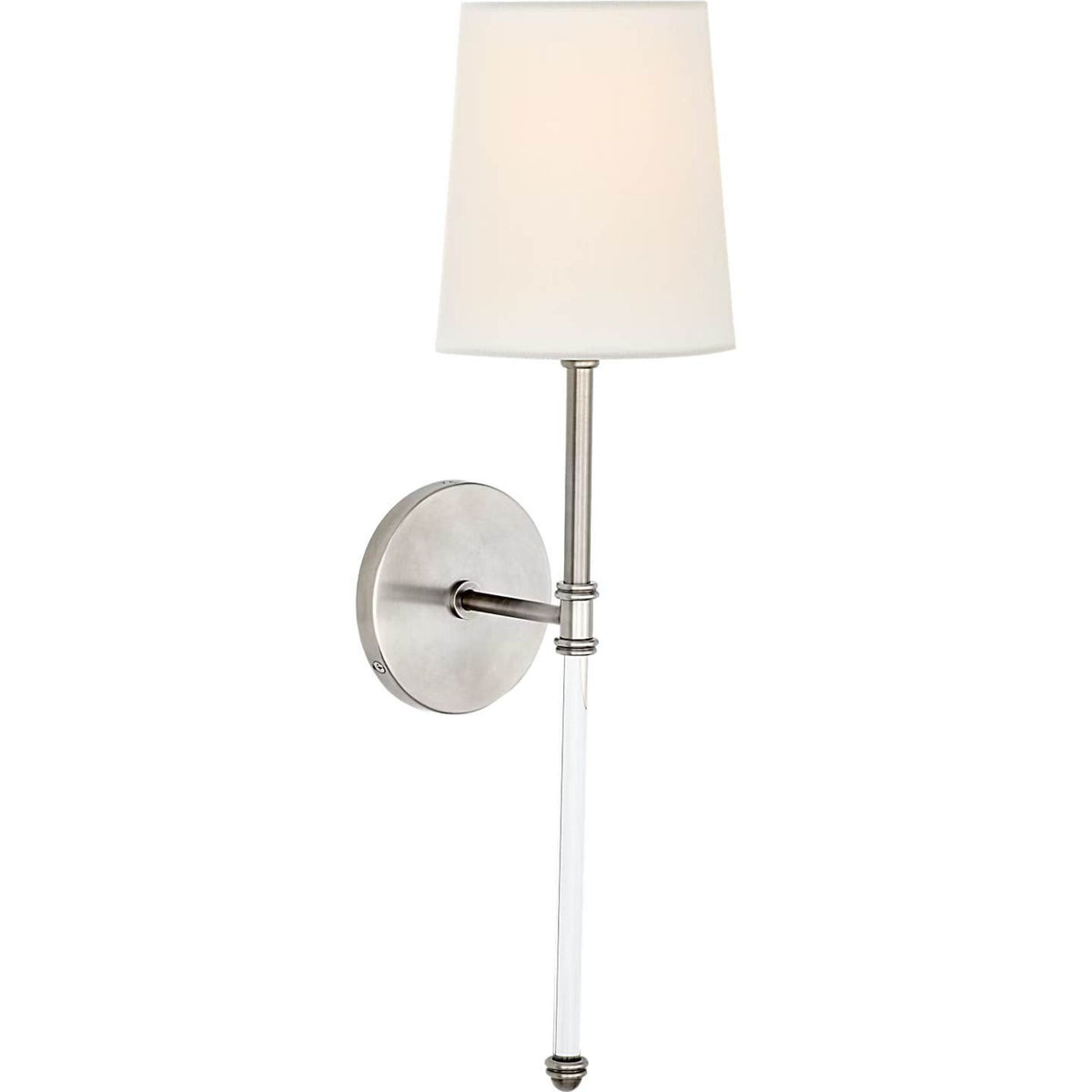 Suzanne Kasler Camille Sconce in Antique Nickel with Linen Shade W5.5" x H19.5" x E6.5"