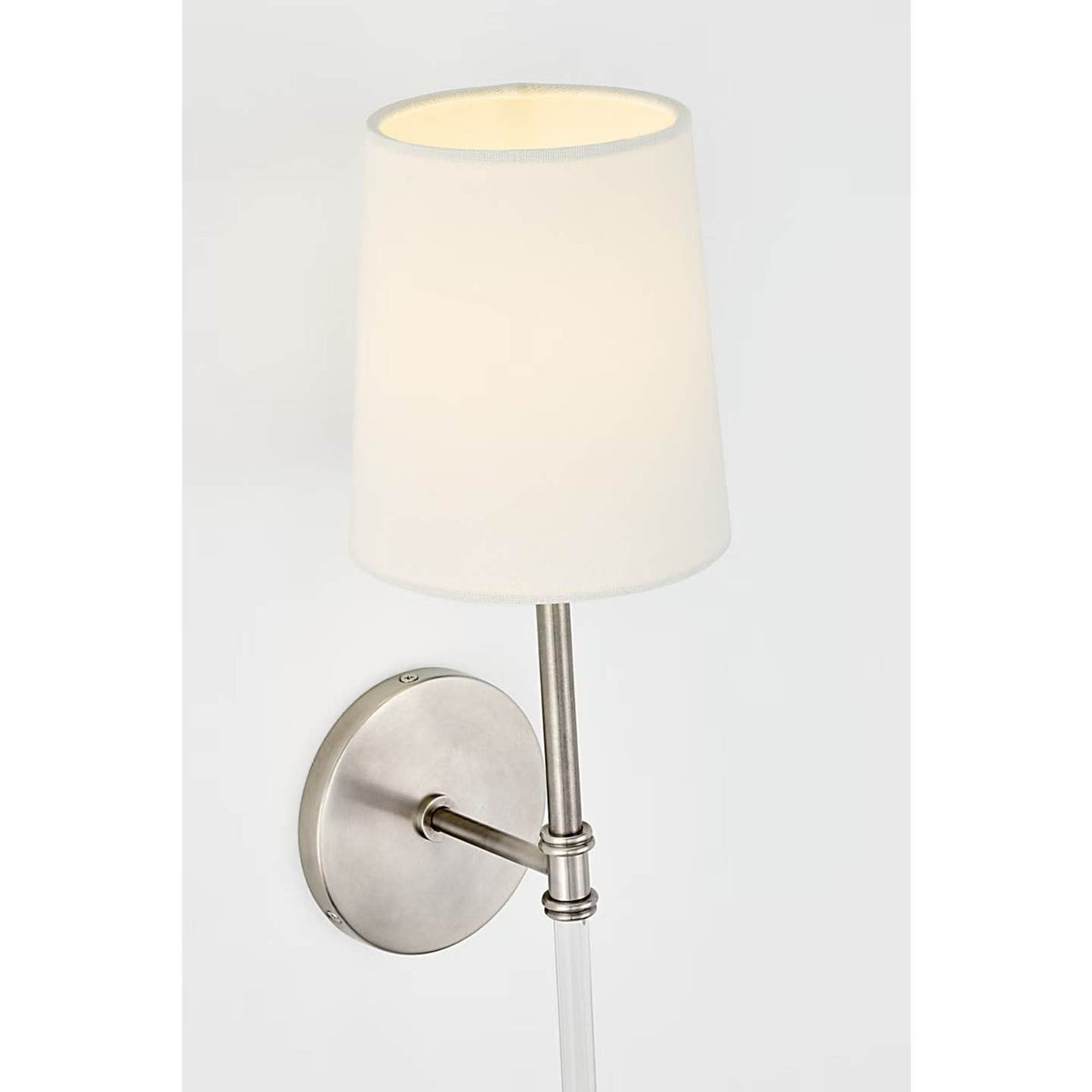 Suzanne Kasler Camille Sconce in Antique Nickel with Linen Shade W5.5" x H19.5" x E6.5"