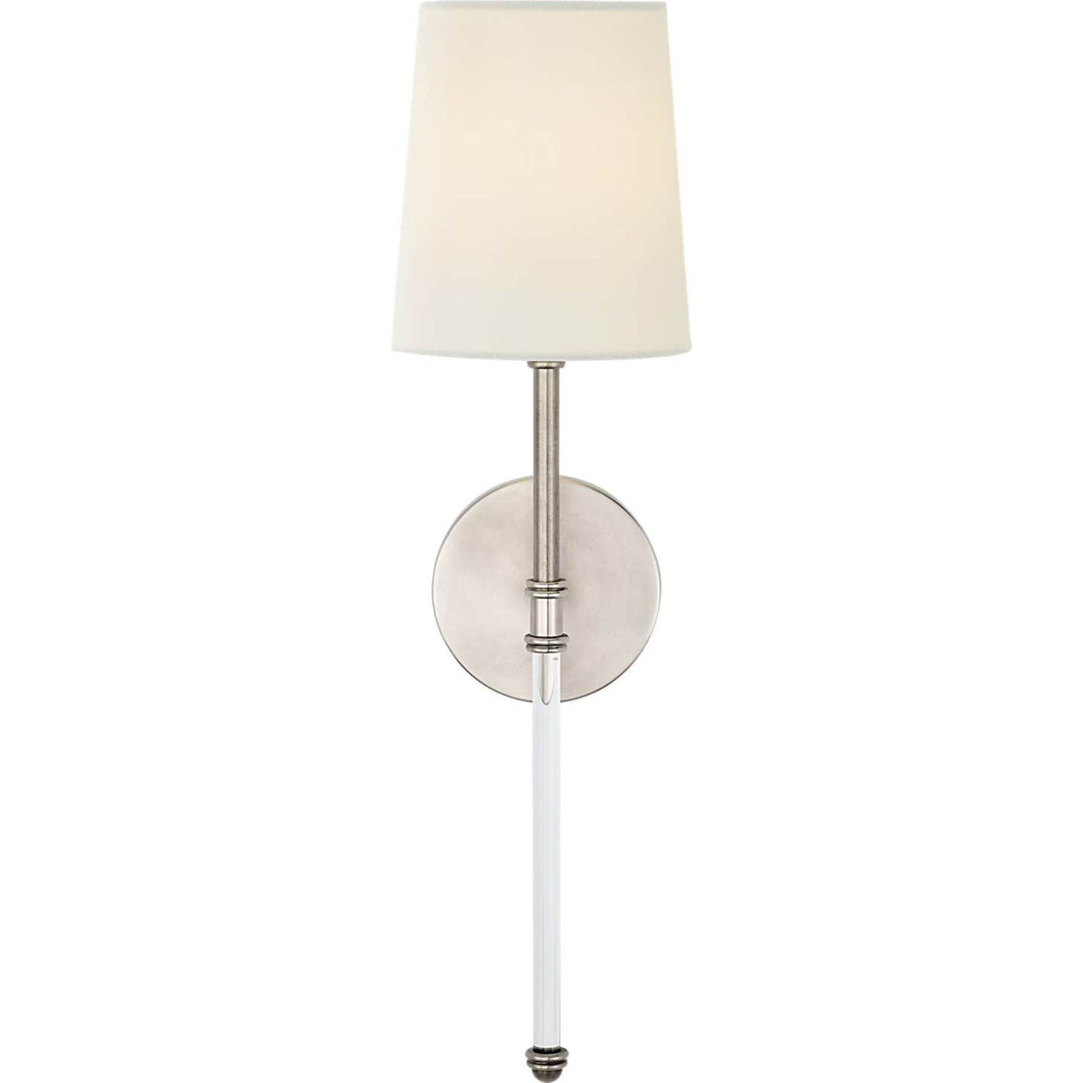 Suzanne Kasler Camille Sconce in Antique Nickel with Linen Shade W5.5" x H19.5" x E6.5"
