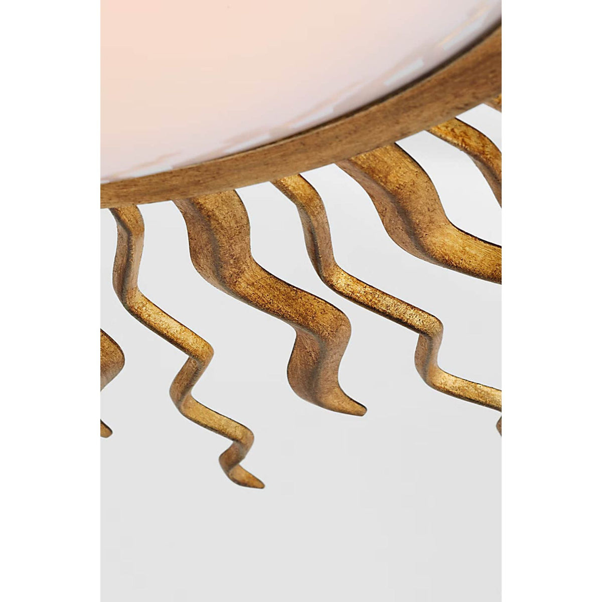 Suzanne Kasler Re 38" Semi-Flush Mount in Gilded Iron with White Glass W38.25" x H6.75"