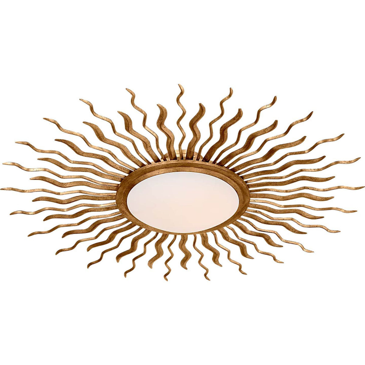 Suzanne Kasler Re 38" Semi-Flush Mount in Gilded Iron with White Glass W38.25" x H6.75"
