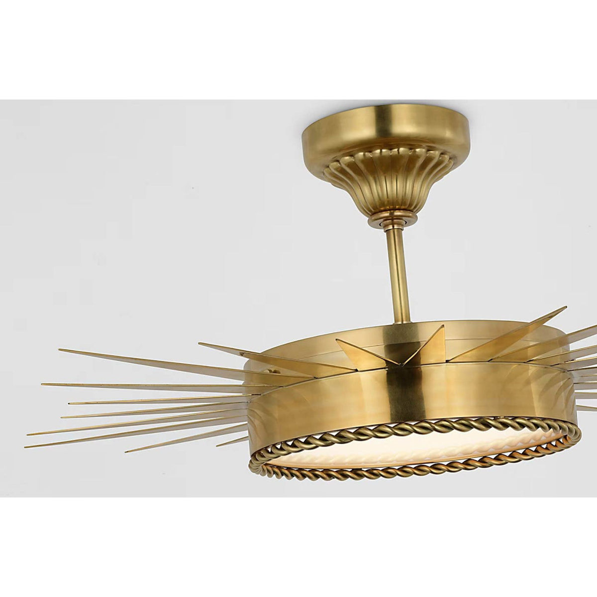 Suzanne Kasler Soleil 28" Semi-Flush Mount in Hand-Rubbed Antique Brass with White Glass W26.25" x H10.25"