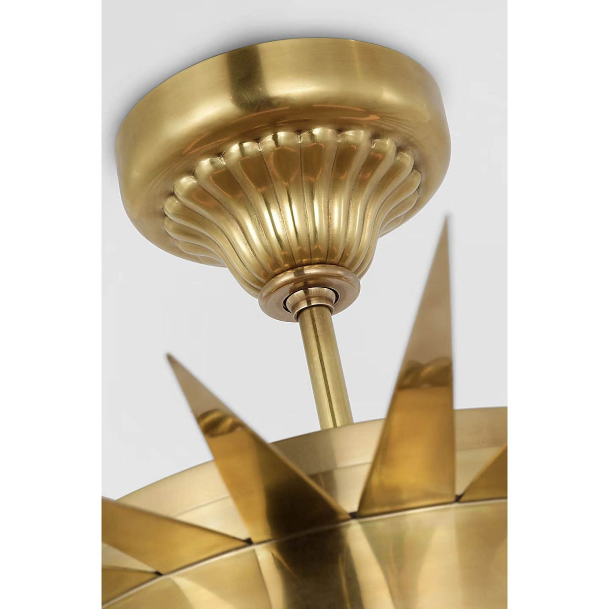 Suzanne Kasler Soleil 28" Semi-Flush Mount in Hand-Rubbed Antique Brass with White Glass W26.25" x H10.25"