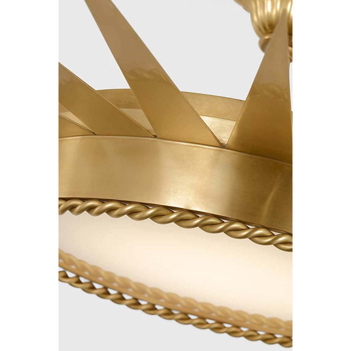 Suzanne Kasler Soleil 36" Semi-Flush Mount in Hand-Rubbed Antique Brass with White Glass W34" x H10.25"