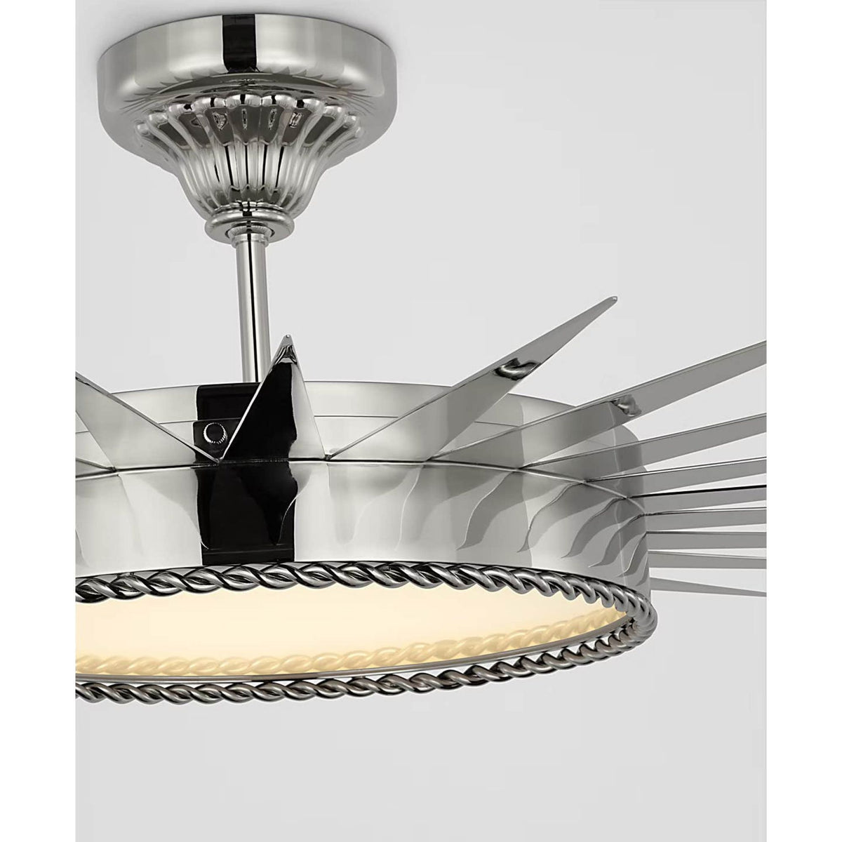 Suzanne Kasler Soleil 36" Semi-Flush Mount in Polished Nickel with White Glass W34" x H10.25"