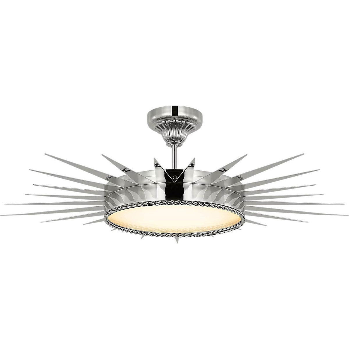 Suzanne Kasler Soleil 36" Semi-Flush Mount in Polished Nickel with White Glass W34" x H10.25"