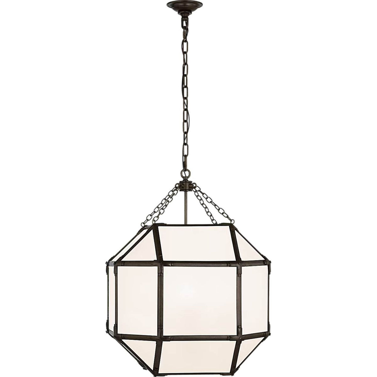 Suzanne Kasler Morris Medium Lantern in Antique Zinc with White Glass W19.75" x H26"