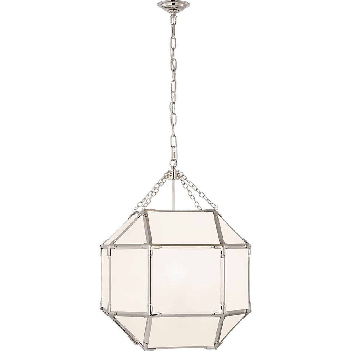 Suzanne Kasler Morris Medium Lantern in Polished Nickel with White Glass W19.75" x H26"
