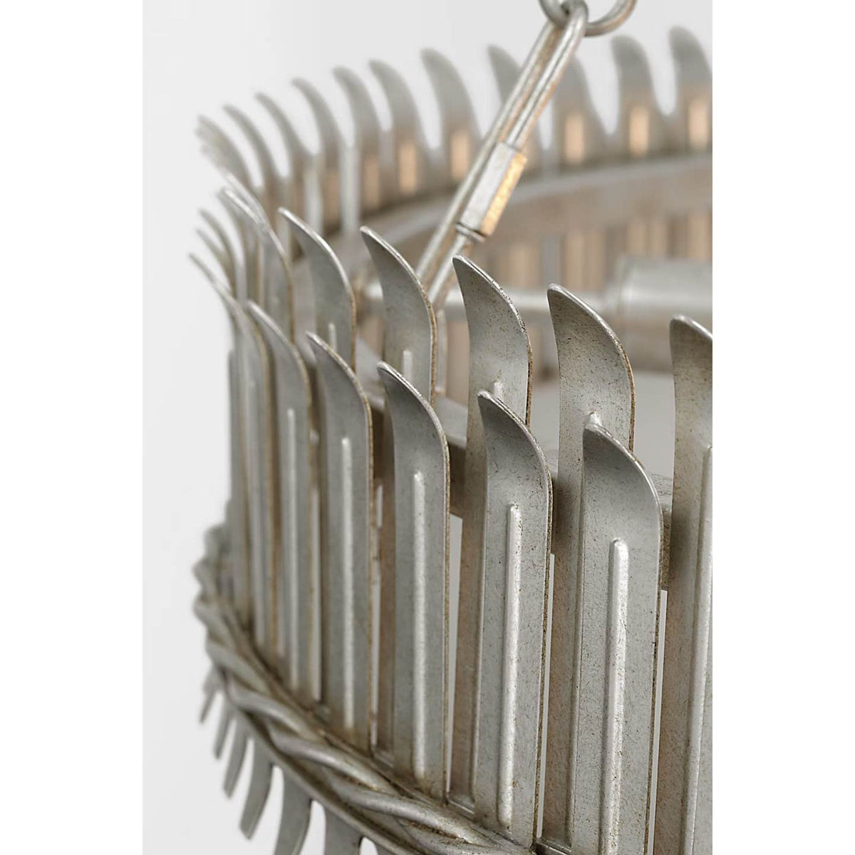 Suzanne Kasler Leslie 27" Chandelier in Burnished Silver Leaf with Frosted Acrylic W26.75" x H26.5"