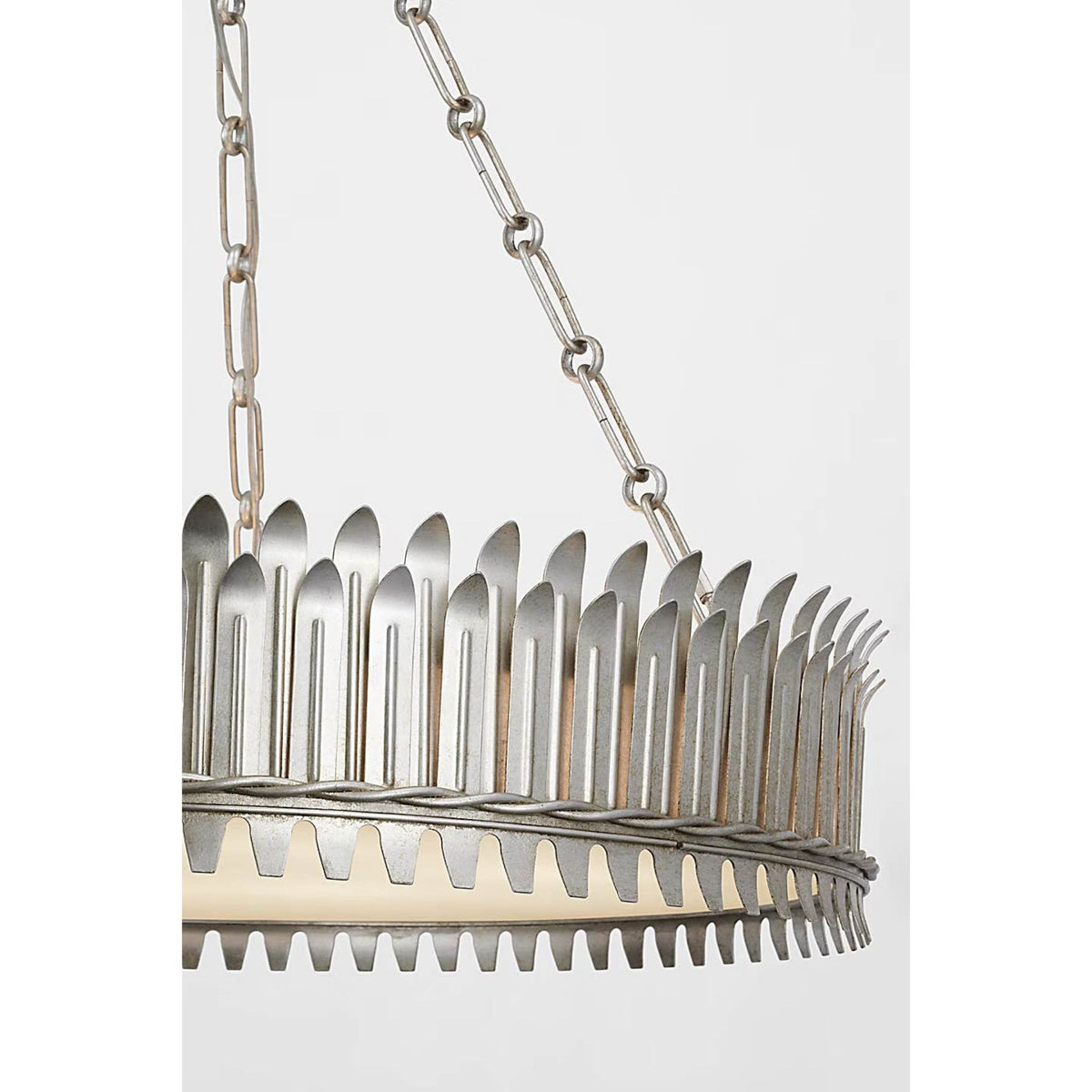 Suzanne Kasler Leslie 27" Chandelier in Burnished Silver Leaf with Frosted Acrylic W26.75" x H26.5"