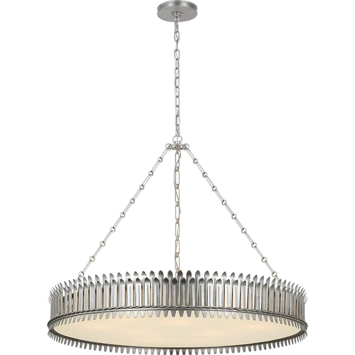 Suzanne Kasler Leslie 37" Chandelier in Burnished Silver Leaf with Frosted Acrylic W36.75" x H29.75"
