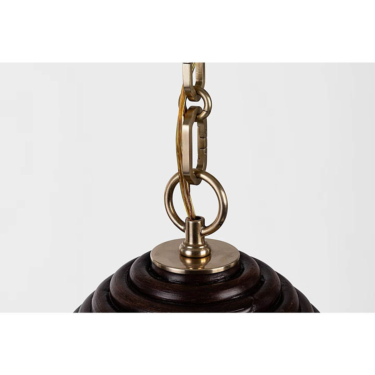 Suzanne Kasler Emerson 14" Pendant in Hand-Rubbed Antique Brass with Espresso Rattan Shade W14" x H18.5"