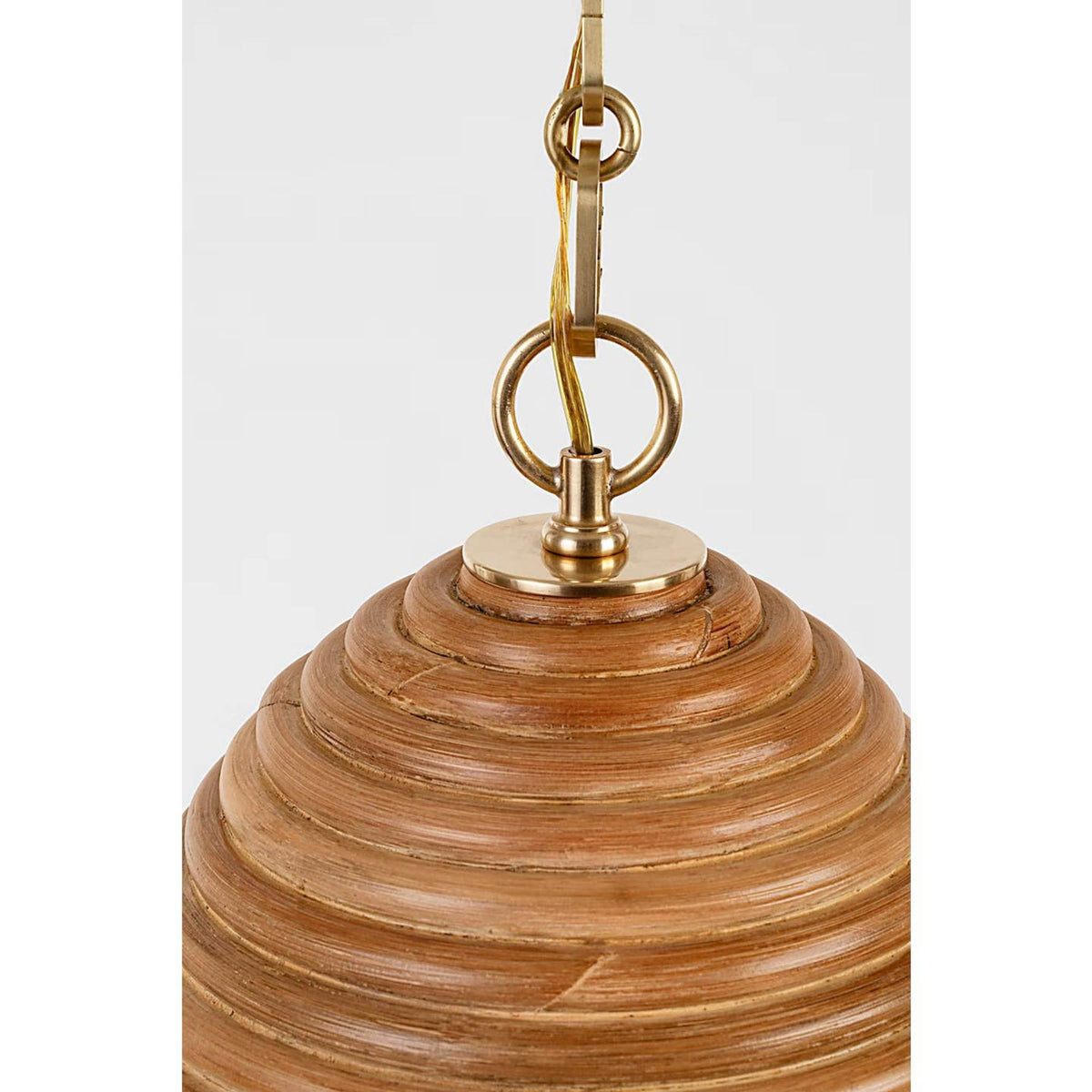 Suzanne Kasler Emerson 14" Pendant in Hand-Rubbed Antique Brass with Natural Rattan Shade W14" x H18.5"