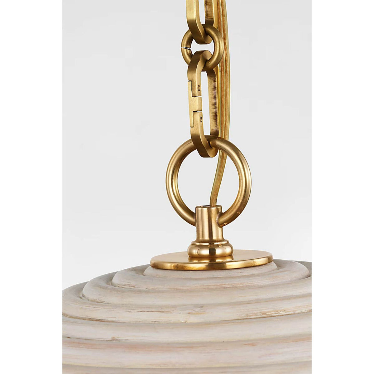 Suzanne Kasler Emerson 16" Pendant in Hand-Rubbed Antique Brass with Ash Rattan Shade W15.75" x H8.5"