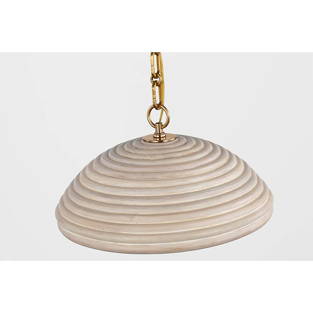 Suzanne Kasler Emerson 16" Pendant in Hand-Rubbed Antique Brass with Ash Rattan Shade W15.75" x H8.5"