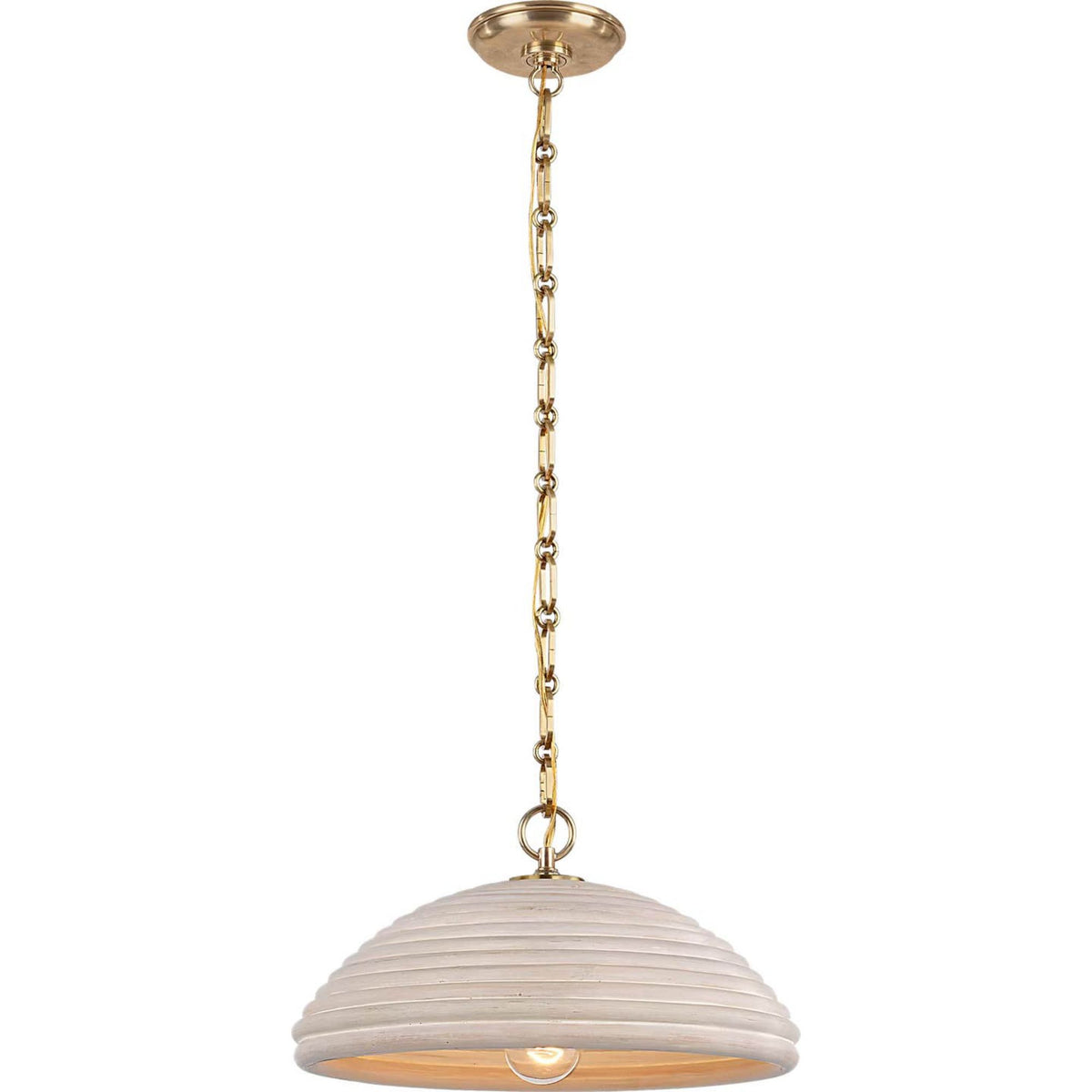 Suzanne Kasler Emerson 16" Pendant in Hand-Rubbed Antique Brass with Ash Rattan Shade W15.75" x H8.5"