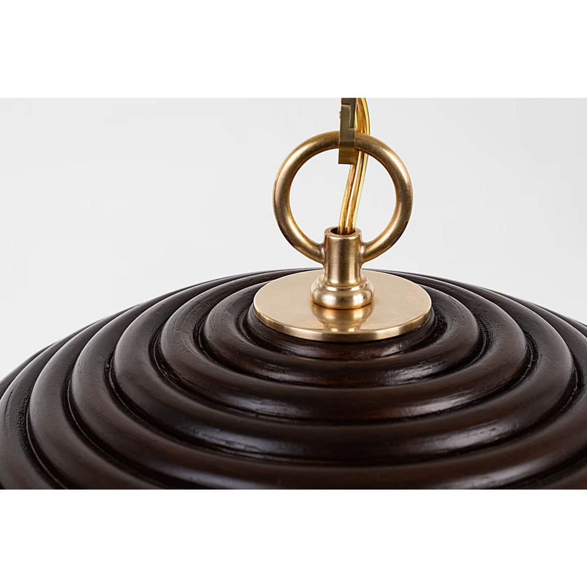 Suzanne Kasler Emerson 16" Pendant in Hand-Rubbed Antique Brass with Espresso Rattan Shade W15.75" x H8.5"
