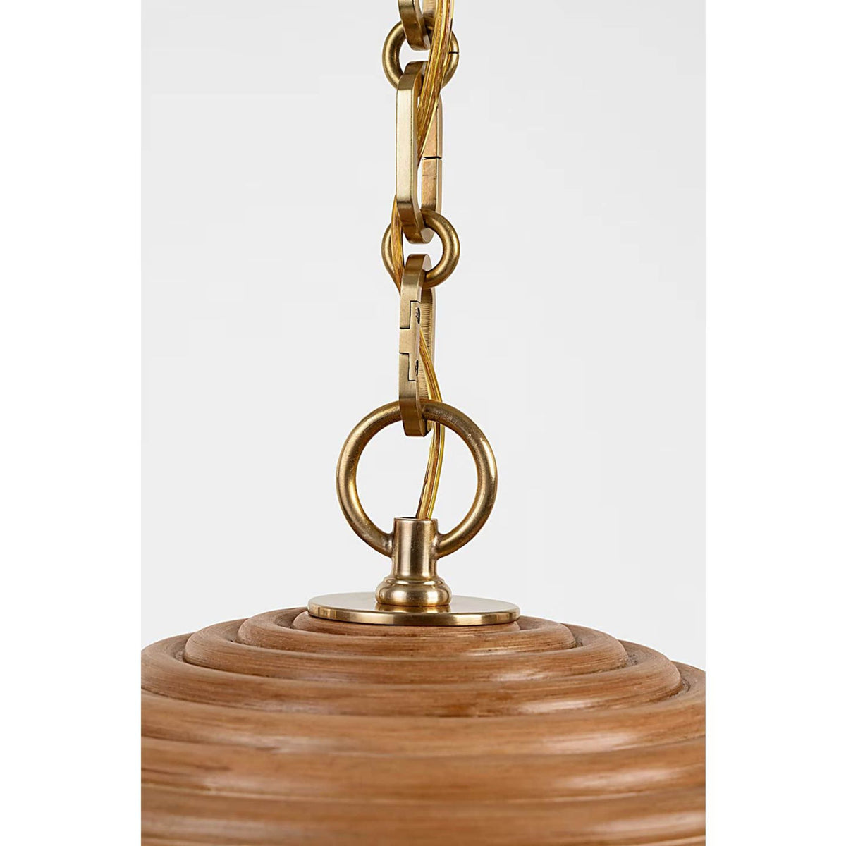Suzanne Kasler Emerson 16" Pendant in Hand-Rubbed Antique Brass with Natural Rattan Shade W15.75" x H8.5"