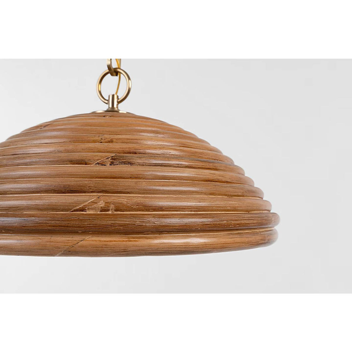 Suzanne Kasler Emerson 16" Pendant in Hand-Rubbed Antique Brass with Natural Rattan Shade W15.75" x H8.5"