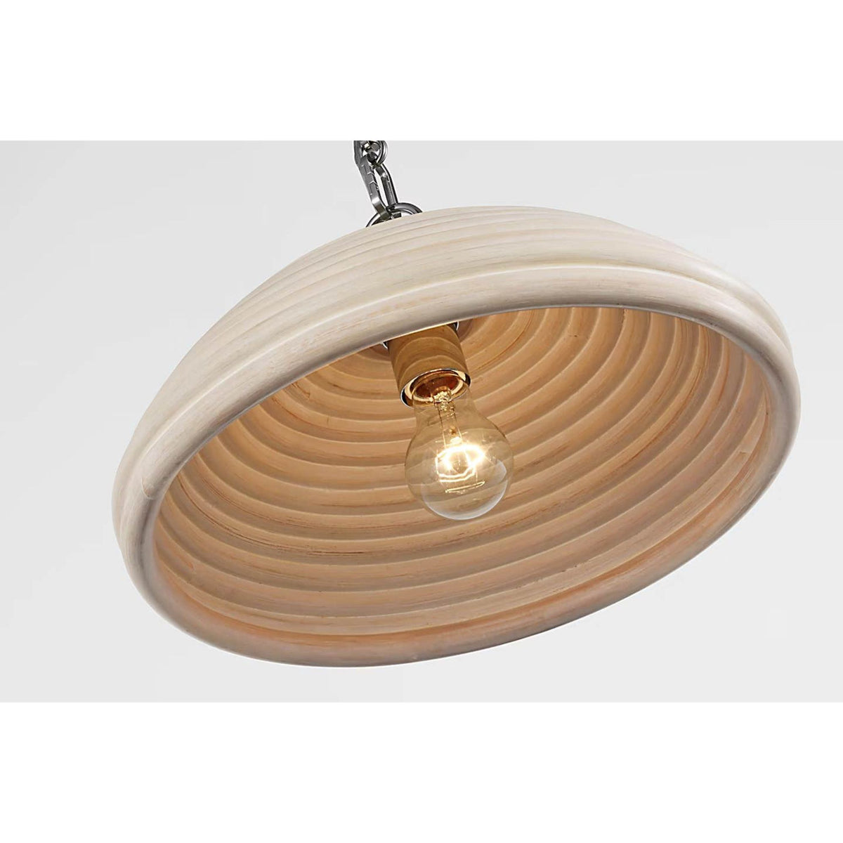 Suzanne Kasler Emerson 16" Pendant in Polished Nickel with Ash Rattan Shade W15.75" x H8.5"