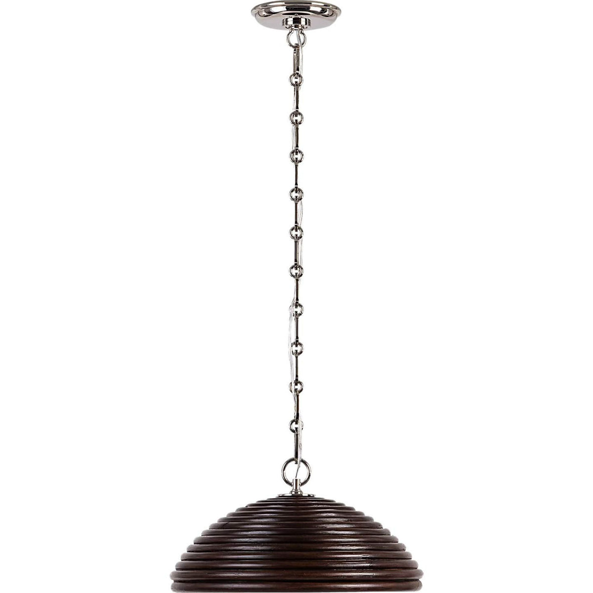 Suzanne Kasler Emerson 16" Pendant in Polished Nickel with Espresso Rattan Shade W15.75" x H8.5"