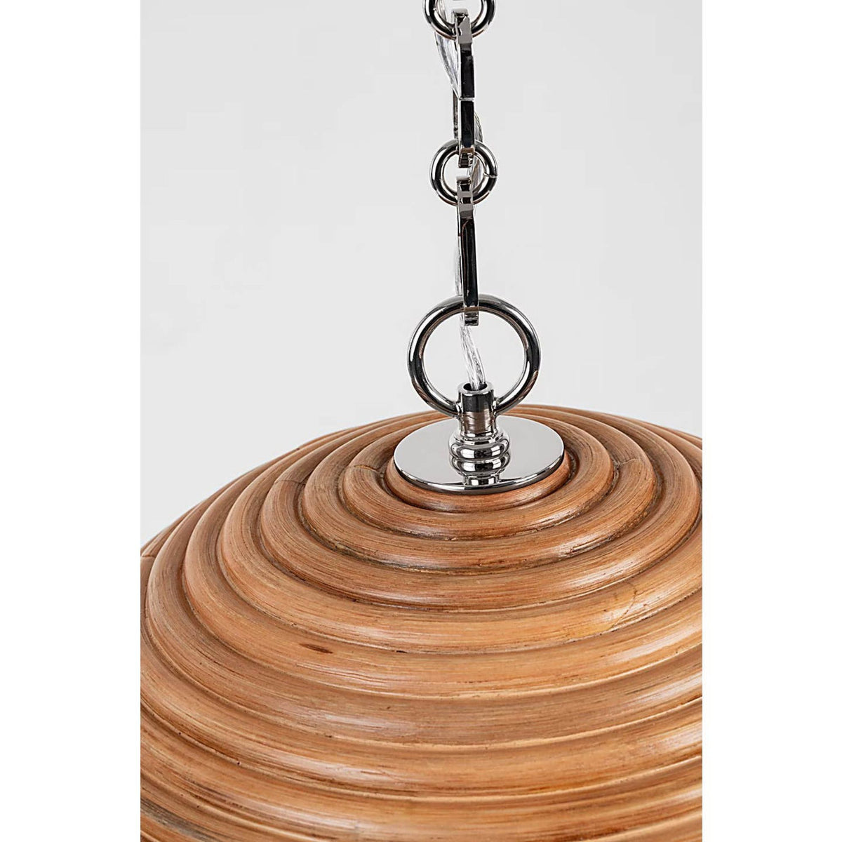 Suzanne Kasler Emerson 16" Pendant in Polished Nickel with Natural Rattan Shade W15.75" x H8.5"