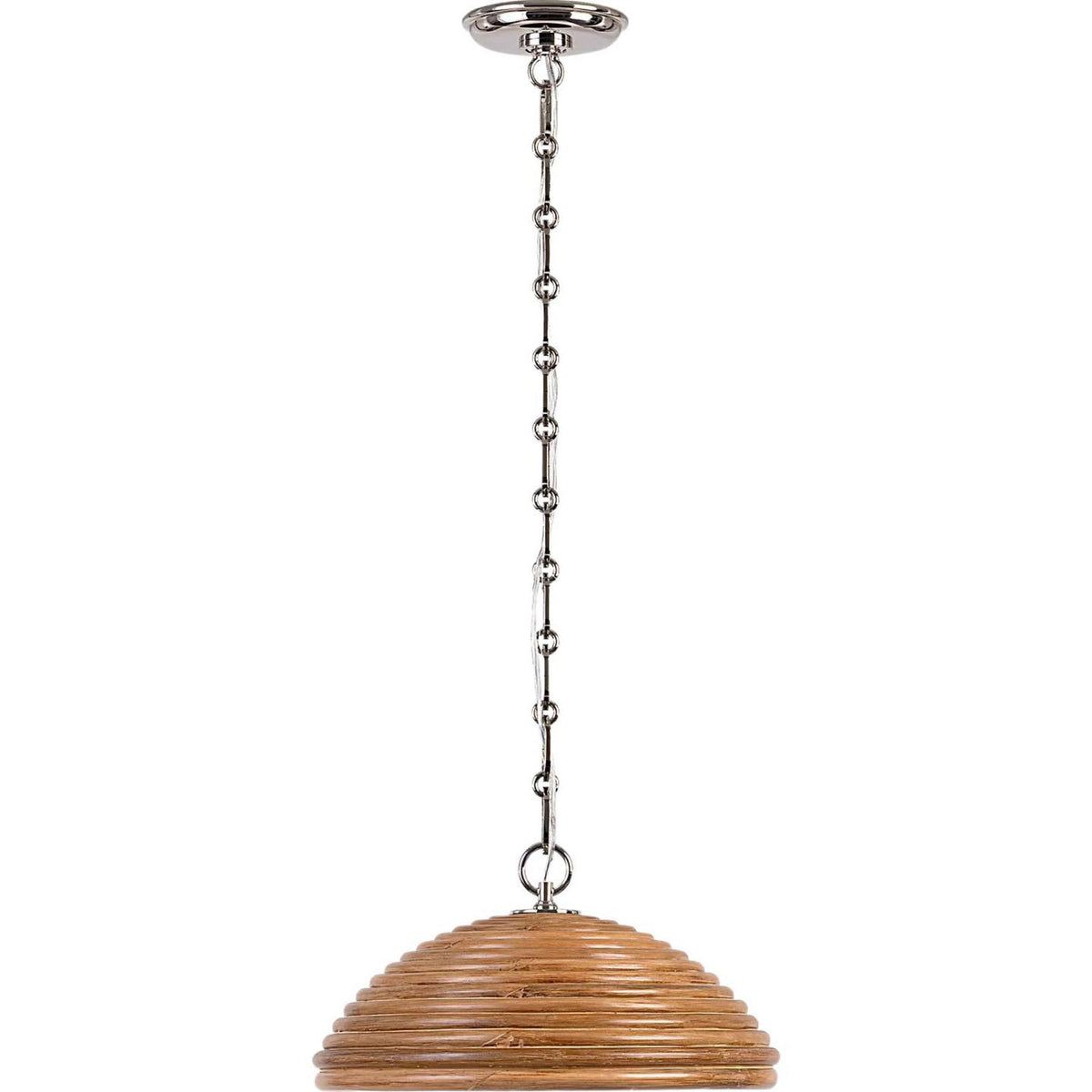 Suzanne Kasler Emerson 16" Pendant in Polished Nickel with Natural Rattan Shade W15.75" x H8.5"