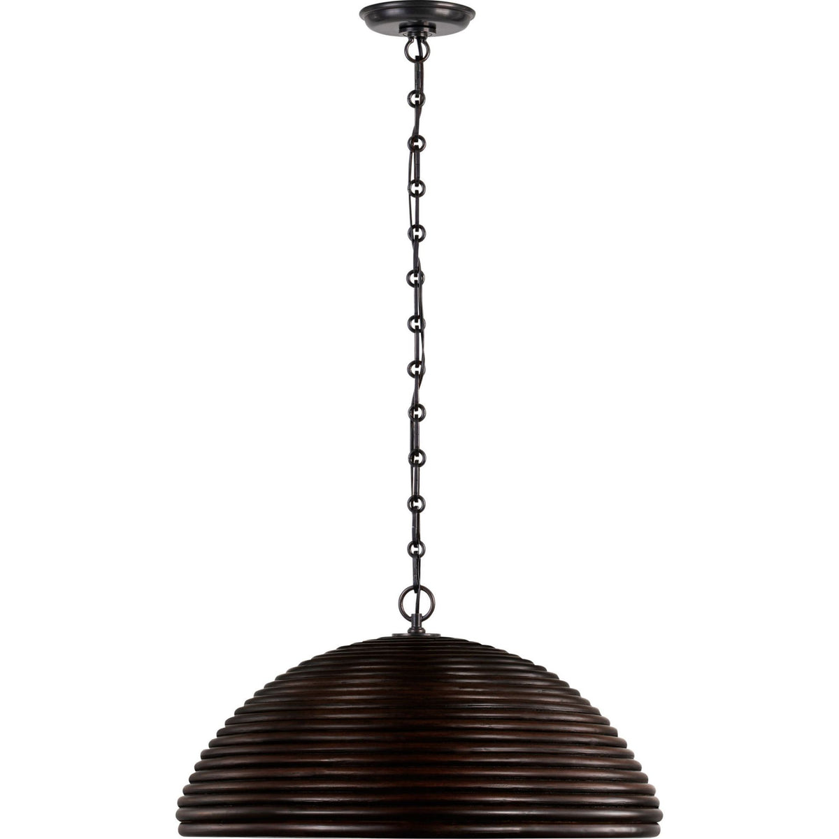 Suzanne Kasler Emerson 23" Pendant in Bronze with Espresso Rattan Shade W22.75" x H11.75"