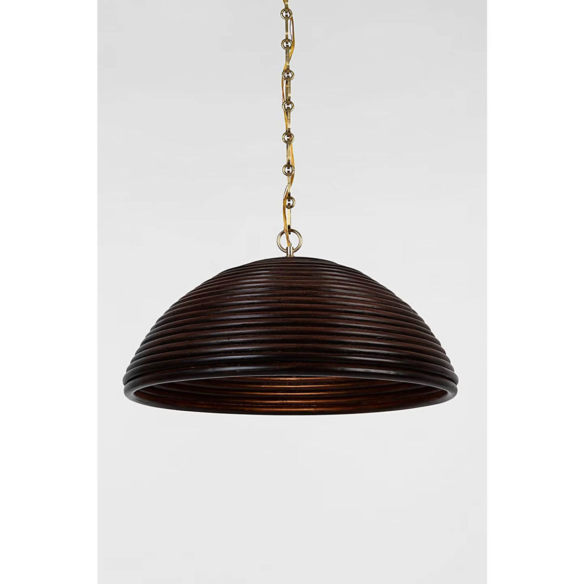 Suzanne Kasler Emerson 23" Pendant in Hand-Rubbed Antique Brass with Espresso Rattan Shade W22.75" x H11.75"