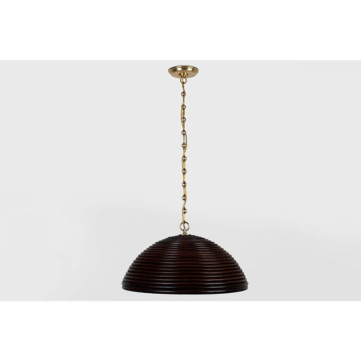 Suzanne Kasler Emerson 23" Pendant in Hand-Rubbed Antique Brass with Espresso Rattan Shade W22.75" x H11.75"