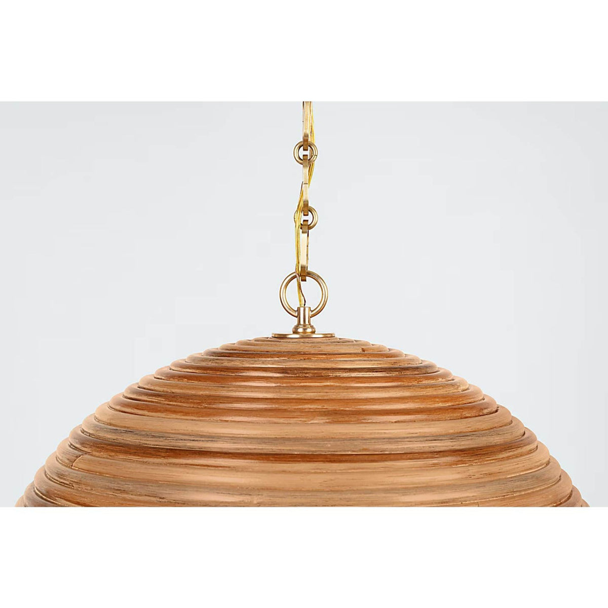 Suzanne Kasler Emerson 23" Pendant in Hand-Rubbed Antique Brass with Natural Rattan Shade W22.75" x H11.75"
