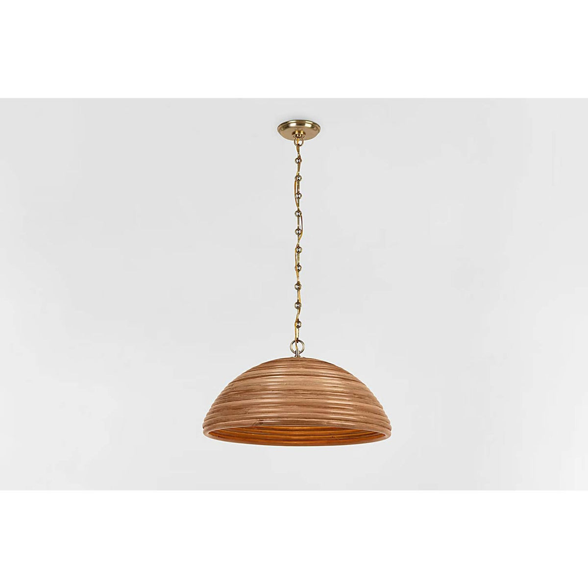 Suzanne Kasler Emerson 23" Pendant in Hand-Rubbed Antique Brass with Natural Rattan Shade W22.75" x H11.75"