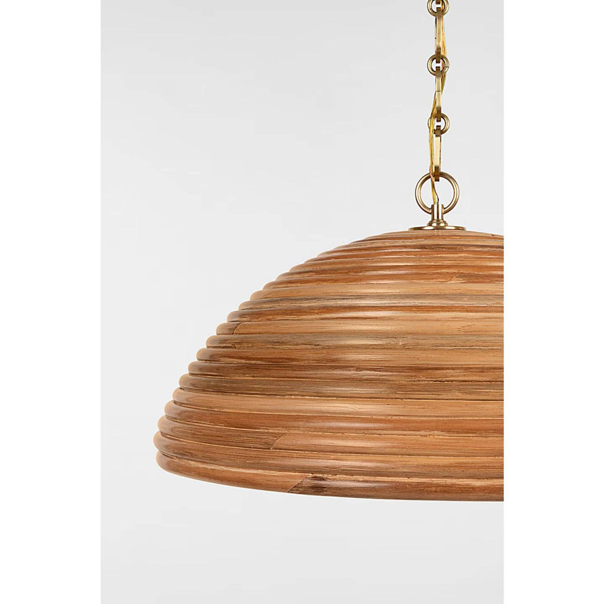 Suzanne Kasler Emerson 23" Pendant in Hand-Rubbed Antique Brass with Natural Rattan Shade W22.75" x H11.75"