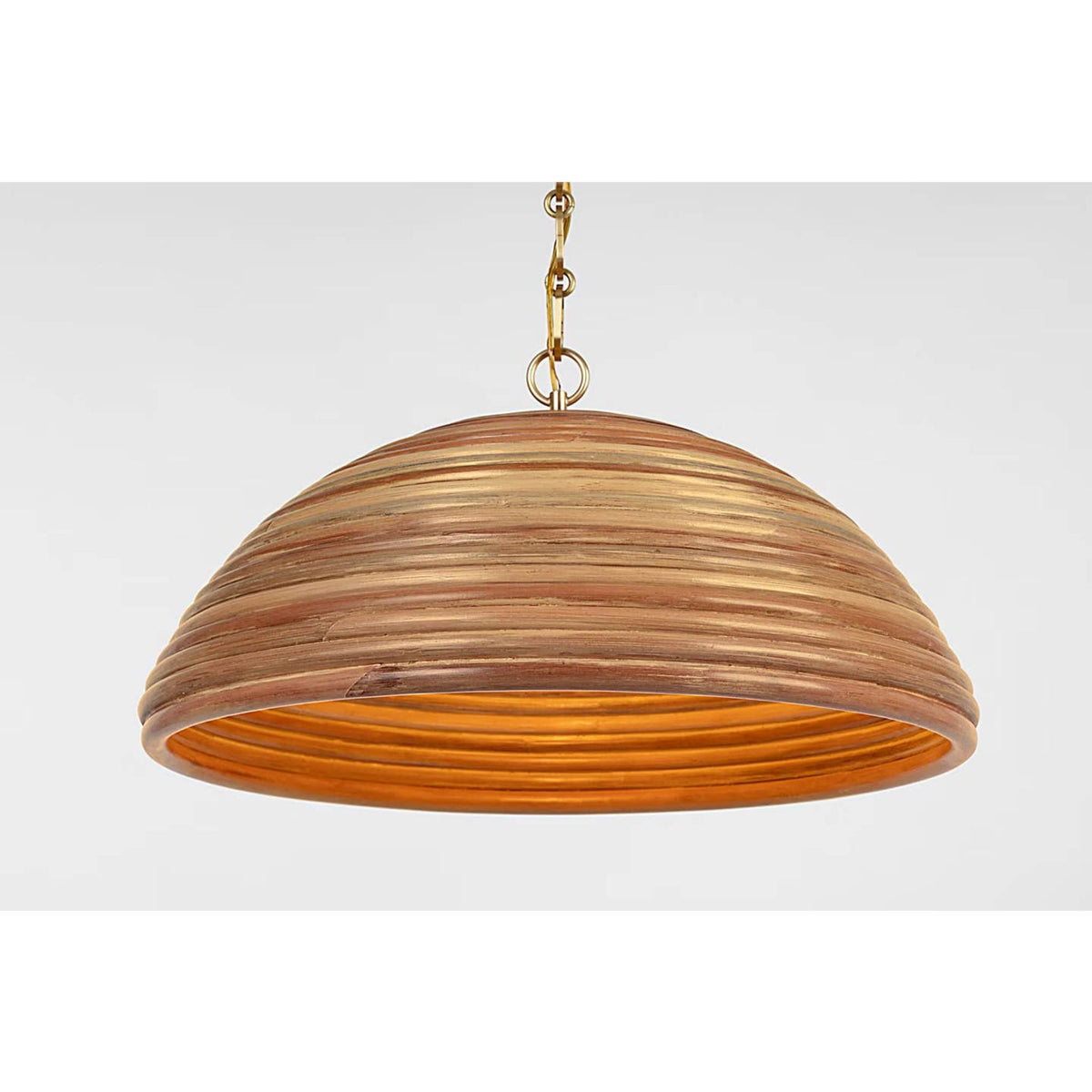 Suzanne Kasler Emerson 23" Pendant in Hand-Rubbed Antique Brass with Natural Rattan Shade W22.75" x H11.75"