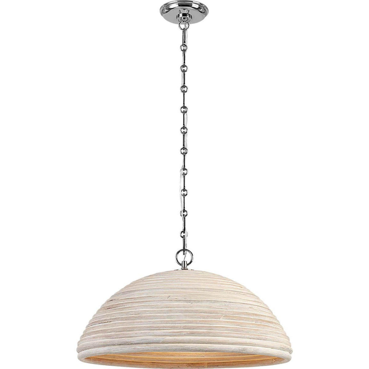 Suzanne Kasler Emerson 23" Pendant in Polished Nickel with Ash Rattan Shade W22.75" x H11.75"