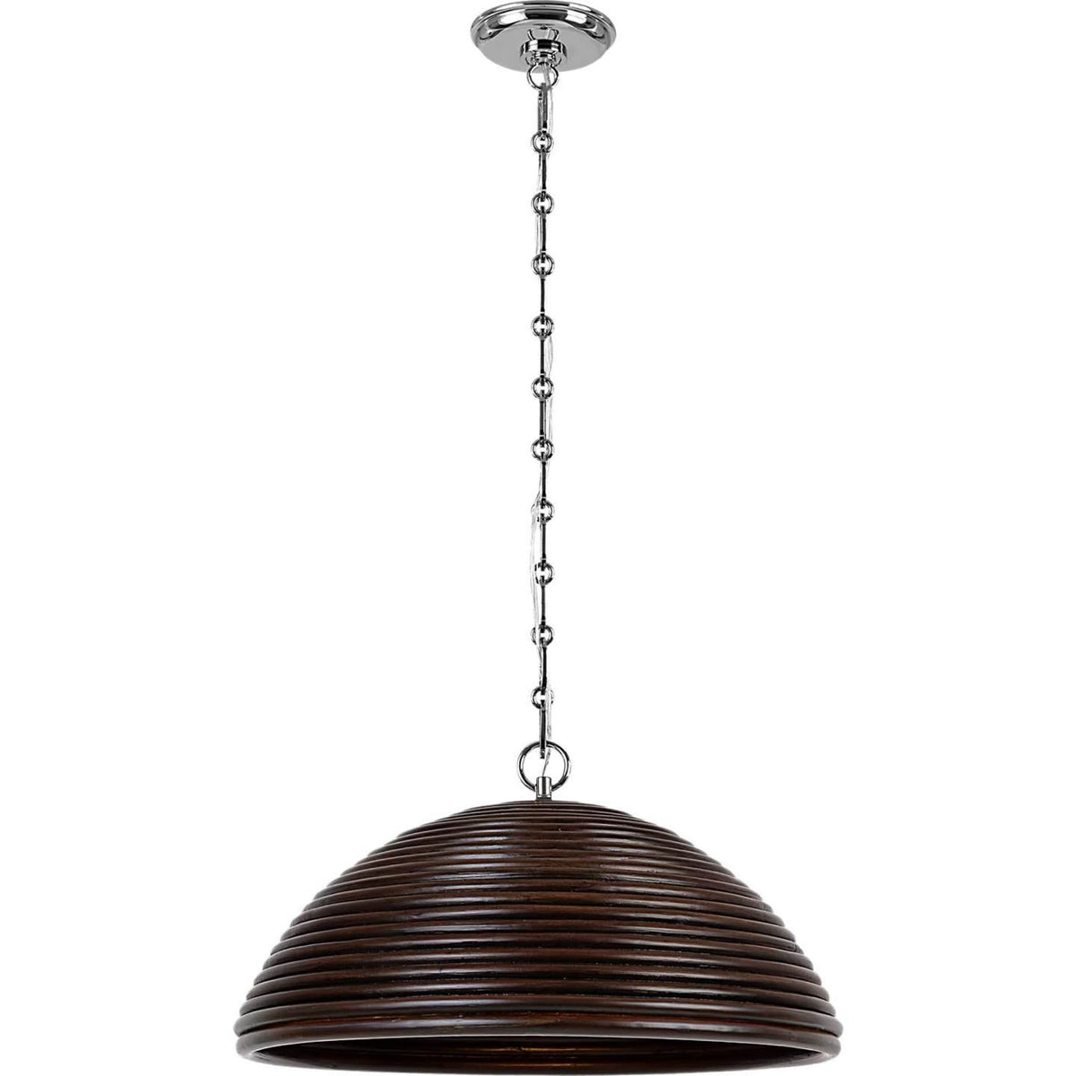 Suzanne Kasler Emerson 23" Pendant in Polished Nickel with Espresso Rattan Shade W22.75" x H11.75"
