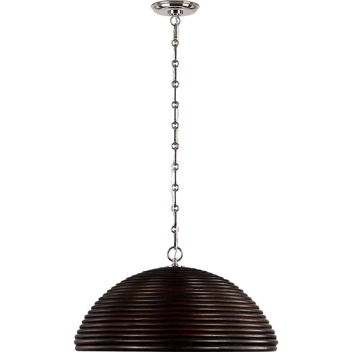 Suzanne Kasler Emerson 23" Pendant in Polished Nickel with Espresso Rattan Shade W22.75" x H11.75"
