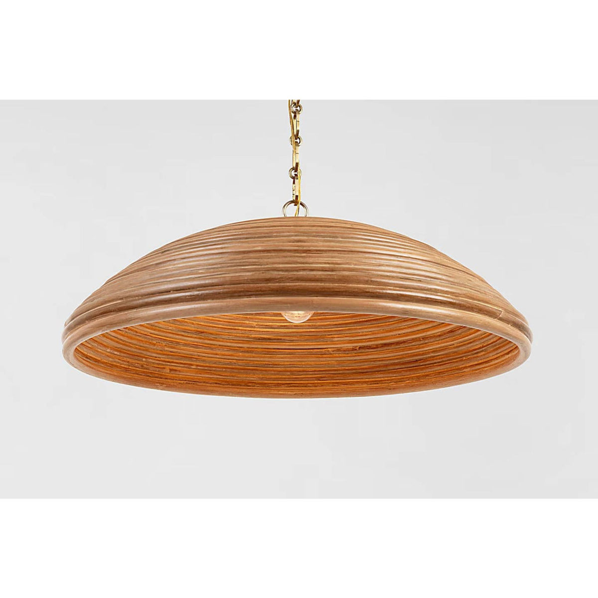 Suzanne Kasler Emerson 29" Pendant in Hand-Rubbed Antique Brass with Natural Rattan Shade W29.25" x H11"