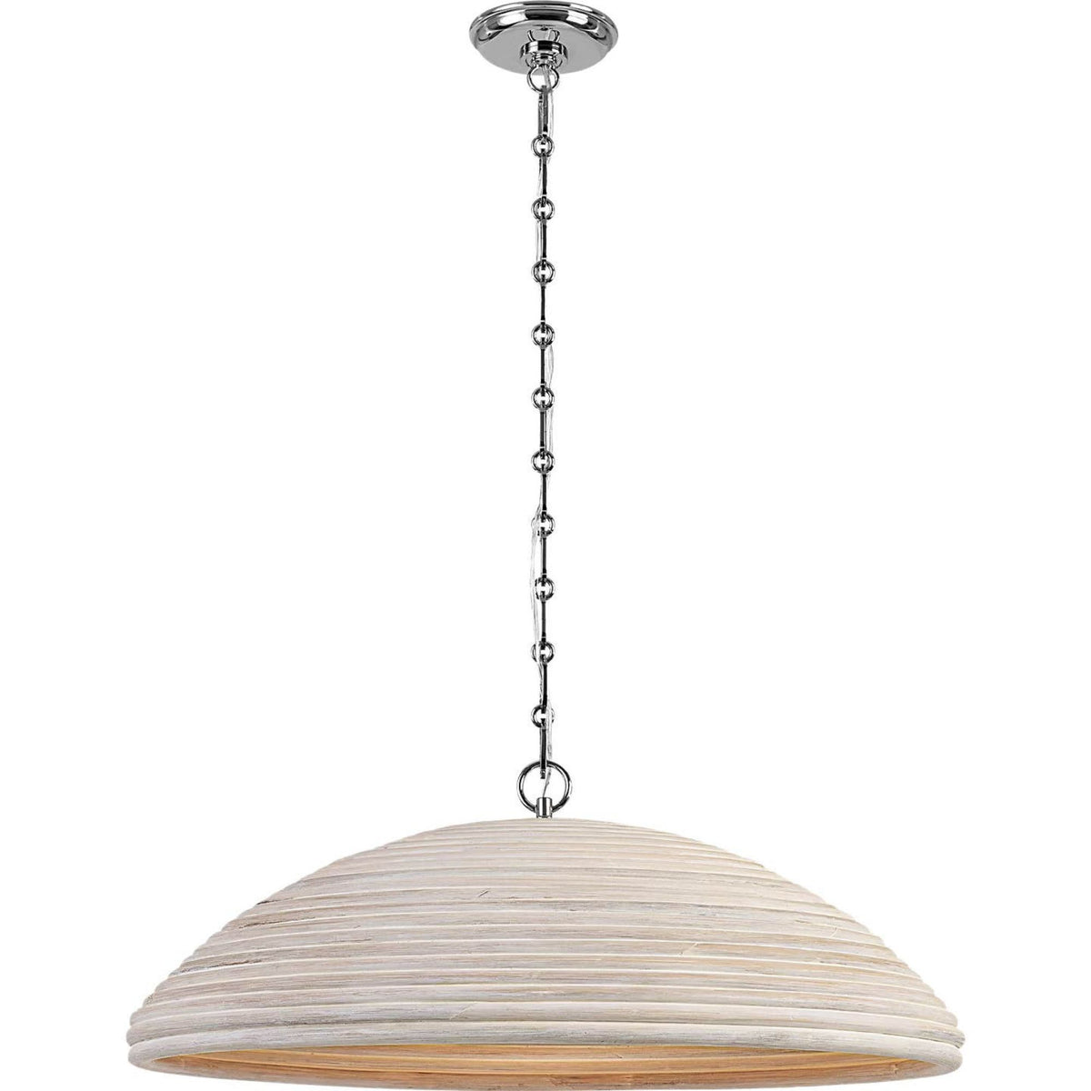Suzanne Kasler Emerson 29" Pendant in Polished Nickel with Ash Rattan Shade W29.25" x H11"