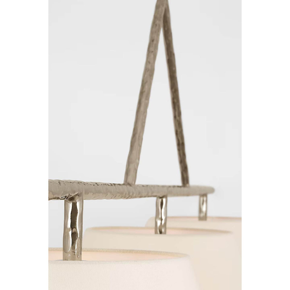 Suzanne Kasler Collette 70" Linear Chandelier in Polished Nickel with Linen Shades W18" x 70"