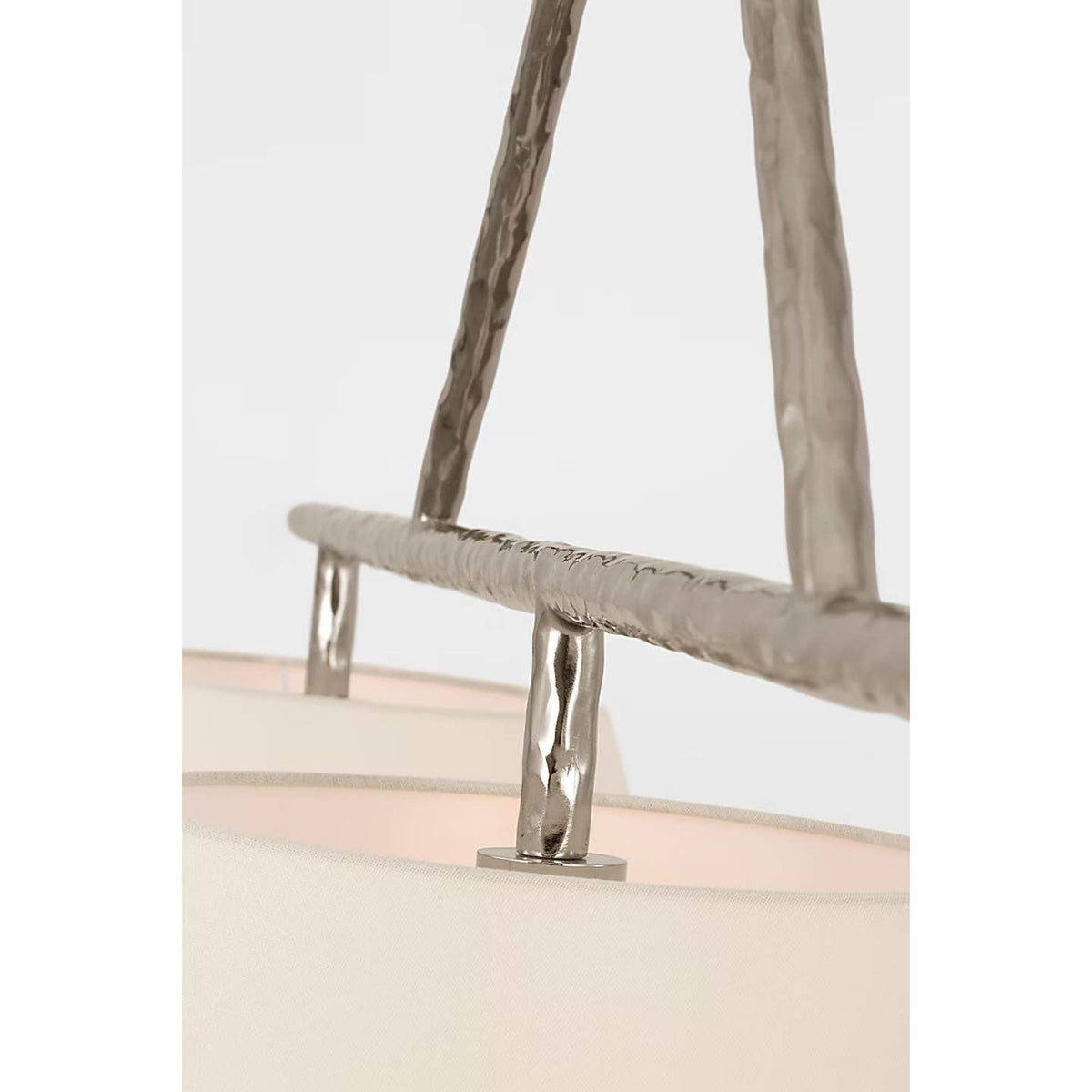 Suzanne Kasler Collette 70" Linear Chandelier in Polished Nickel with Linen Shades W18" x 70"