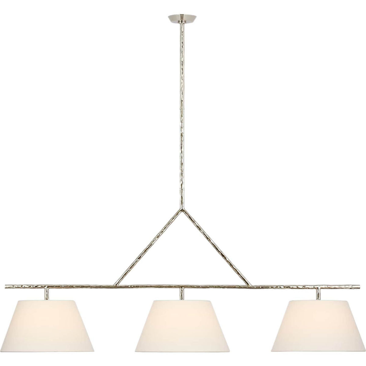 Suzanne Kasler Collette 70" Linear Chandelier in Polished Nickel with Linen Shades W18" x 70"
