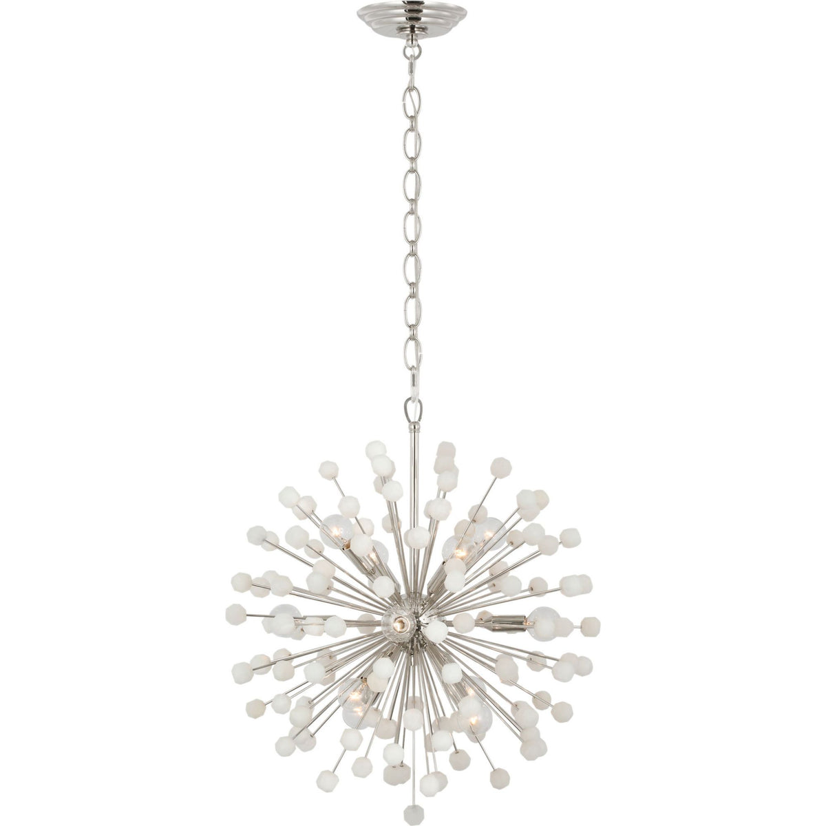 Suzanne Kasler Lys 21" Chandelier in Polished Nickel and Alabaster W21.25" x H23.5"
