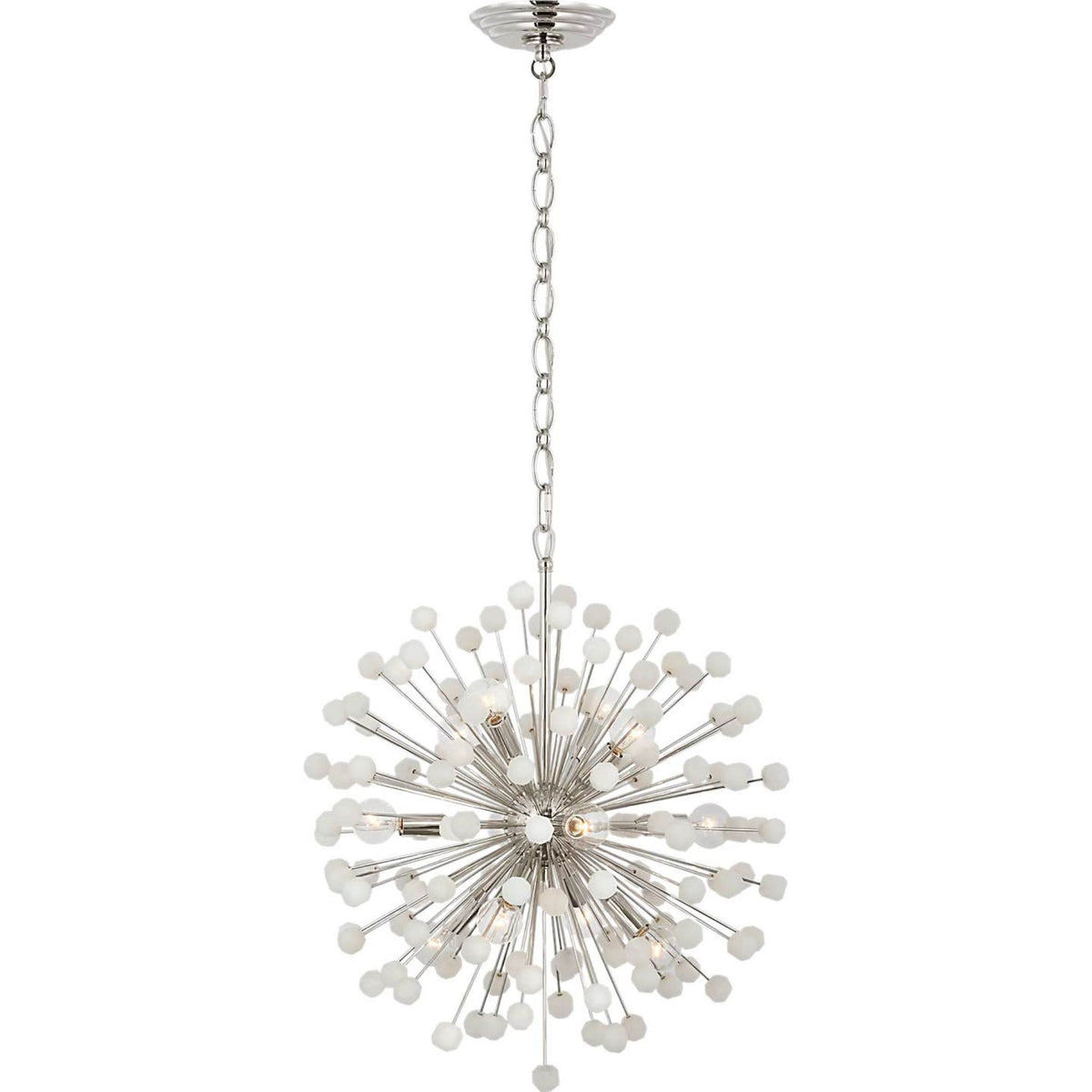Suzanne Kasler Lys 21" Chandelier in Polished Nickel and Alabaster W21.25" x H23.5"
