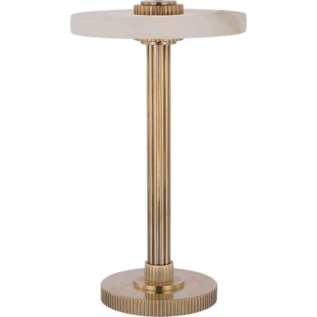 Visual Comfort Aran 9" Rechargeable Accent Lamp in Hand-Rubbed Antique Brass and Alabaster W5" x H8.75"